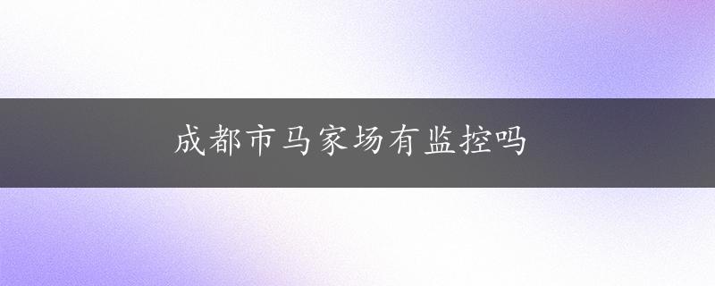 成都市马家场有监控吗