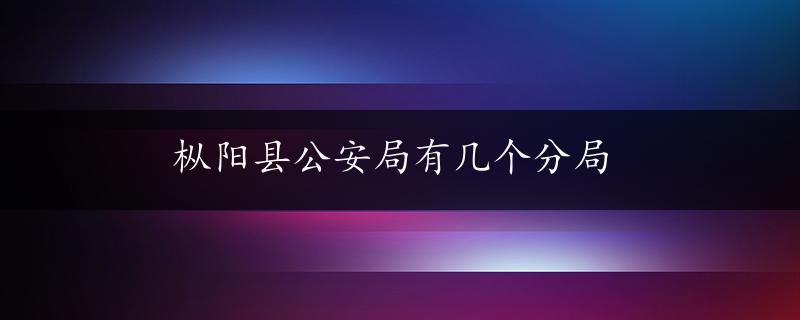 枞阳县公安局有几个分局