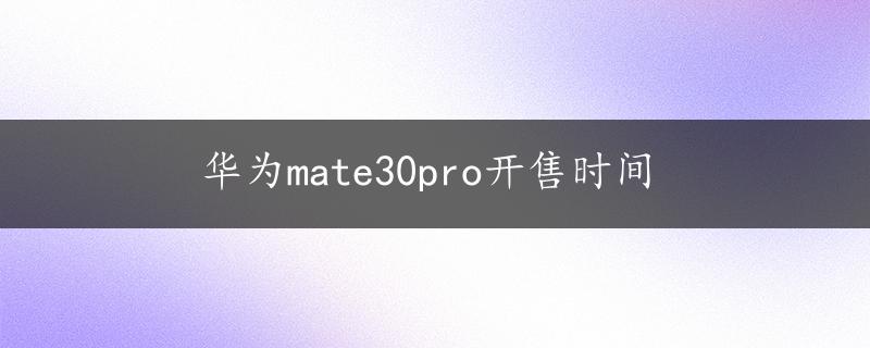 华为mate30pro开售时间