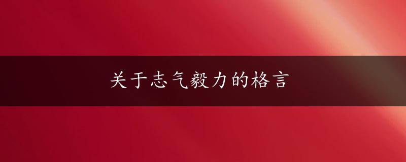 关于志气毅力的格言