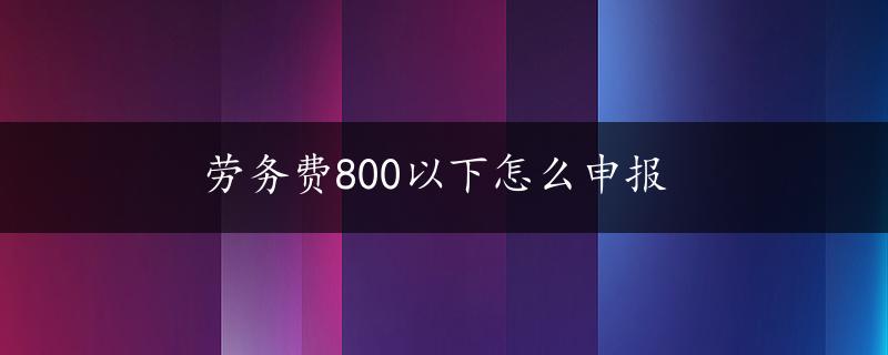 劳务费800以下怎么申报