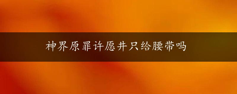 神界原罪许愿井只给腰带吗