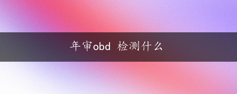 年审obd 检测什么