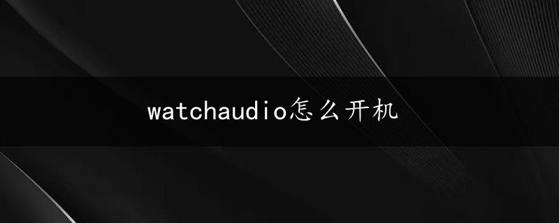 watchaudio怎么开机