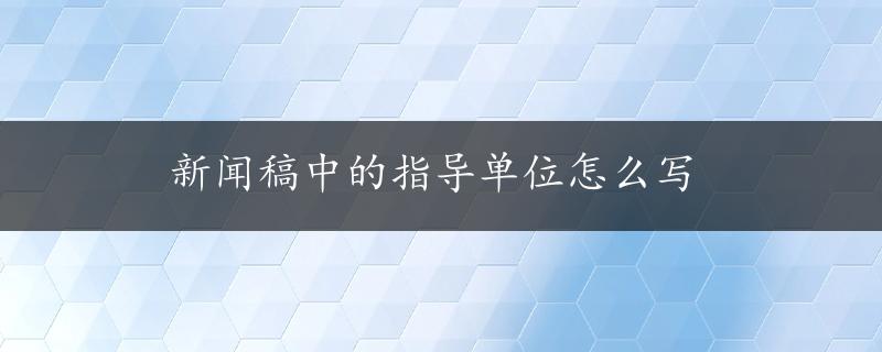 新闻稿中的指导单位怎么写