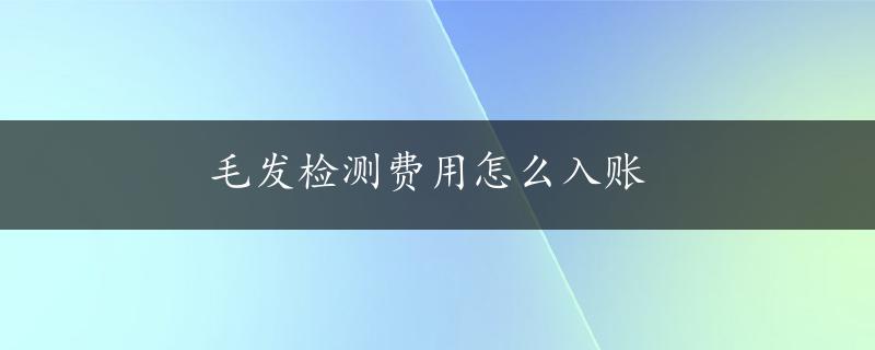 毛发检测费用怎么入账