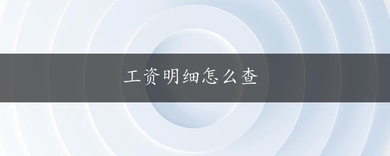 工资明细怎么查