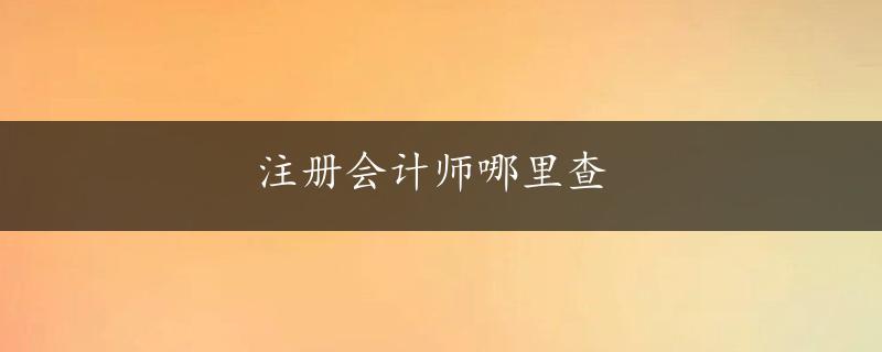 注册会计师哪里查