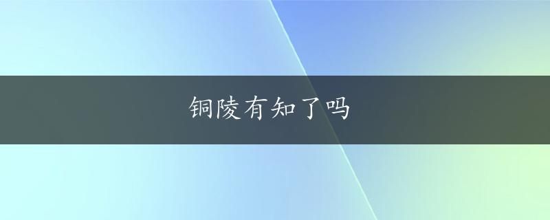 铜陵有知了吗