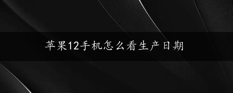 苹果12手机怎么看生产日期