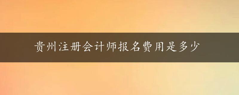 贵州注册会计师报名费用是多少