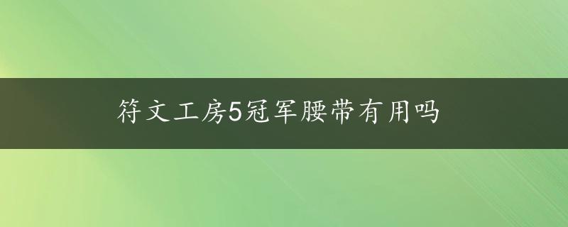 符文工房5冠军腰带有用吗