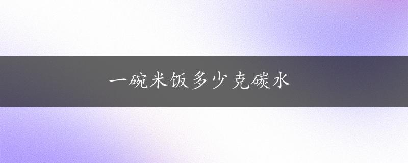 一碗米饭多少克碳水