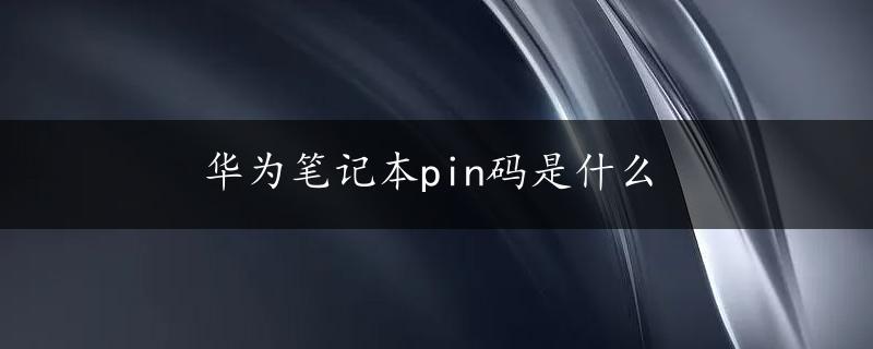 华为笔记本pin码是什么