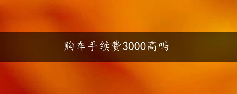 购车手续费3000高吗