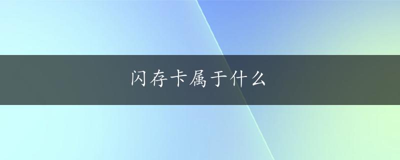 闪存卡属于什么