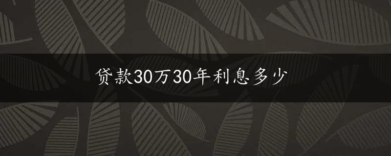 贷款30万30年利息多少