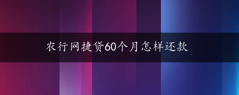 农行网捷贷60个月怎样还款