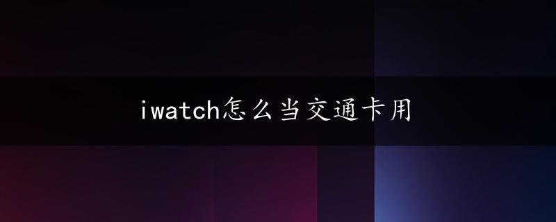 iwatch怎么当交通卡用