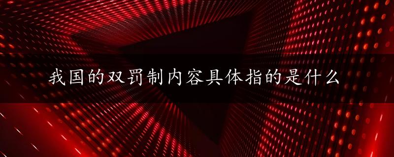 我国的双罚制内容具体指的是什么