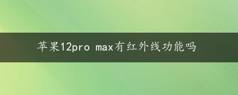 苹果12pro max有红外线功能吗