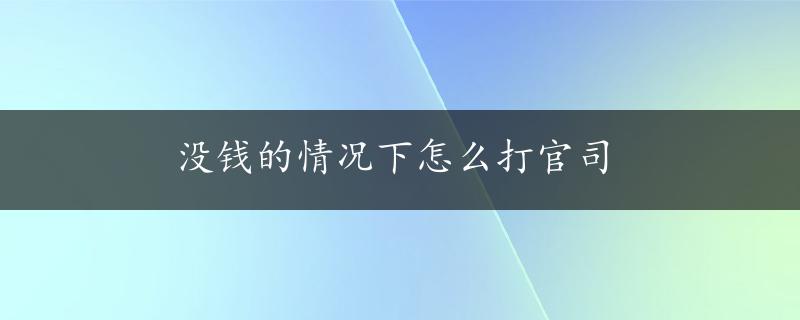 没钱的情况下怎么打官司