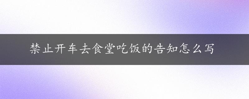 禁止开车去食堂吃饭的告知怎么写