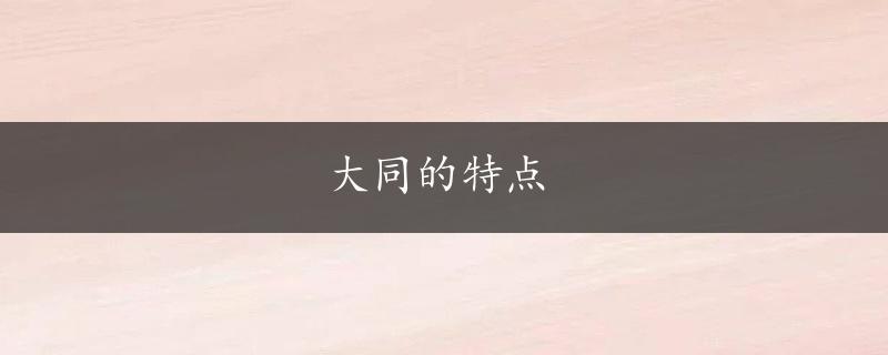 大同的特点