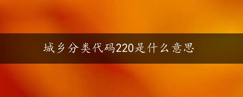 城乡分类代码220是什么意思