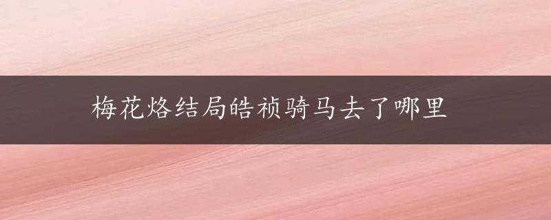 梅花烙结局皓祯骑马去了哪里