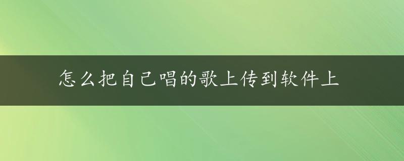 怎么把自己唱的歌上传到软件上