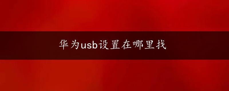 华为usb设置在哪里找