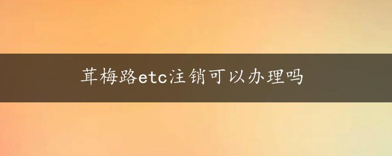 茸梅路etc注销可以办理吗