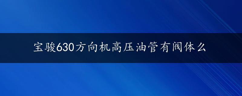 宝骏630方向机高压油管有阀体么