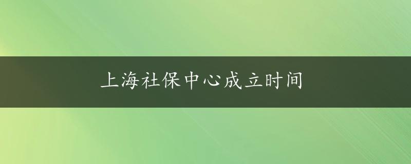 上海社保中心成立时间