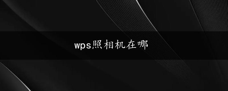 wps照相机在哪