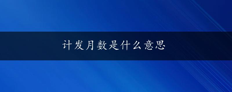 计发月数是什么意思