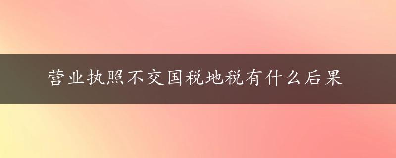 营业执照不交国税地税有什么后果