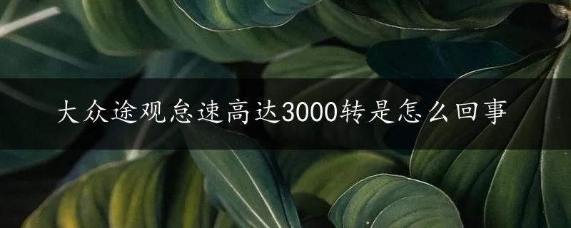 大众途观怠速高达3000转是怎么回事