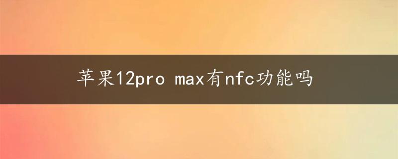 苹果12pro max有nfc功能吗