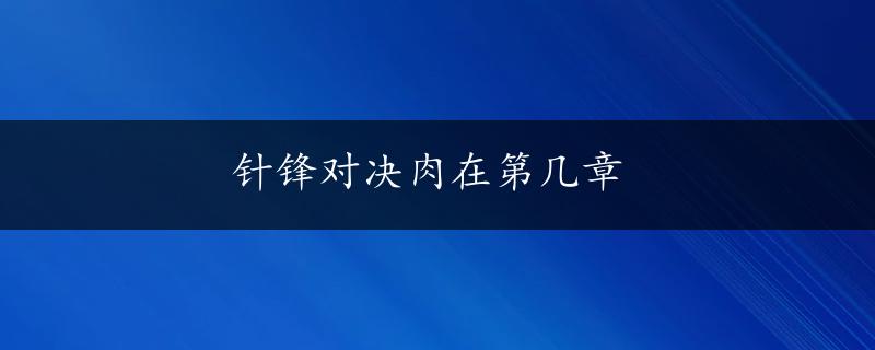 针锋对决肉在第几章