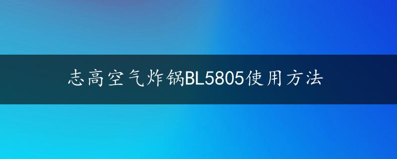 志高空气炸锅BL5805使用方法