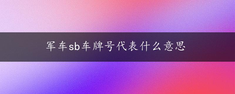 军车sb车牌号代表什么意思