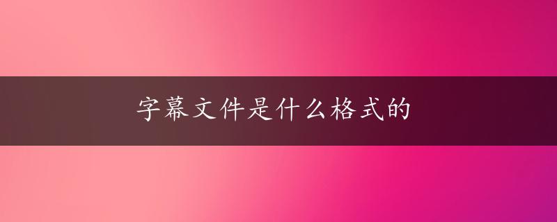 字幕文件是什么格式的