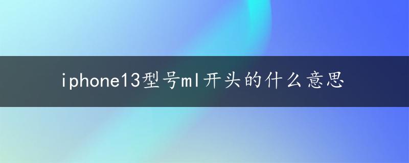 iphone13型号ml开头的什么意思