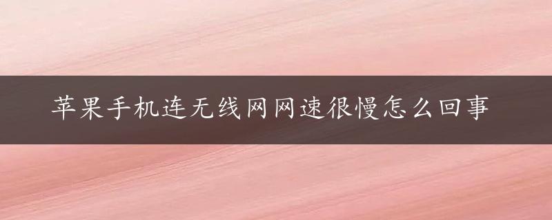 苹果手机连无线网网速很慢怎么回事