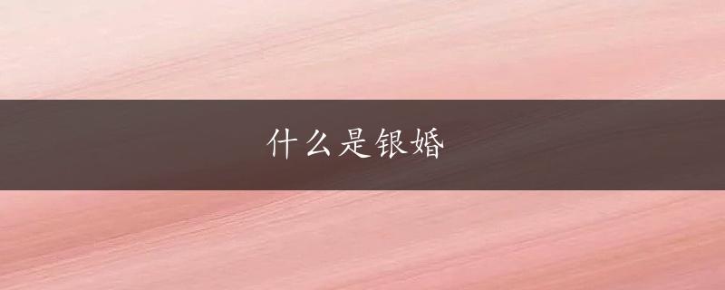 什么是银婚