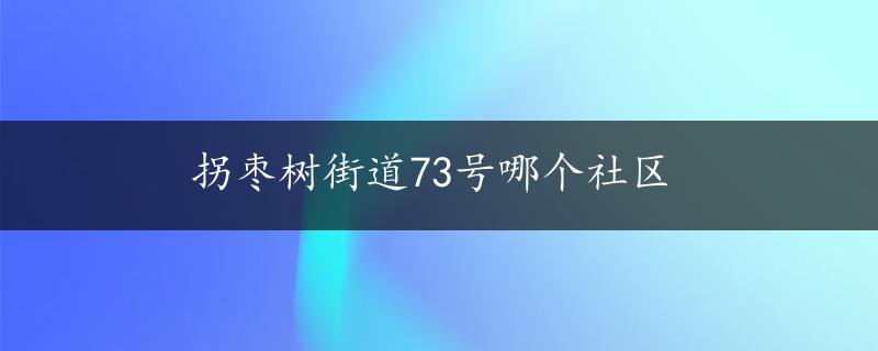 拐枣树街道73号哪个社区