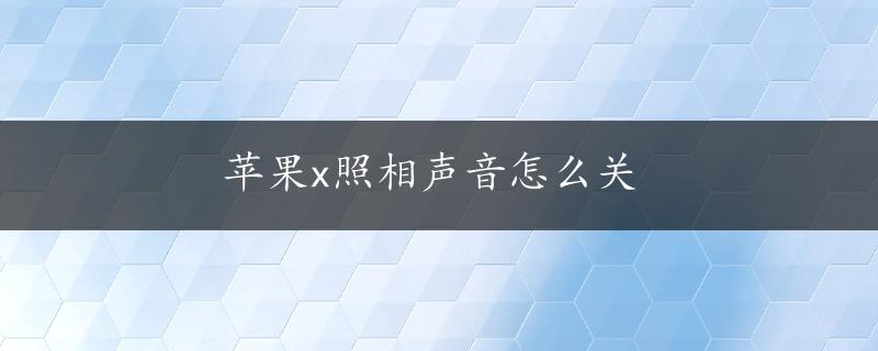 苹果x照相声音怎么关