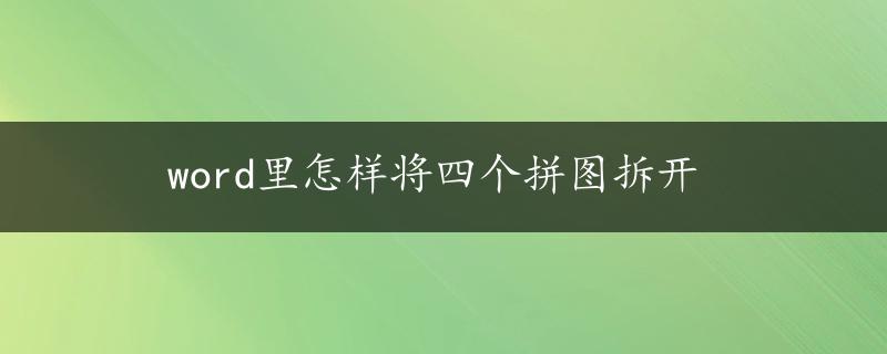 word里怎样将四个拼图拆开